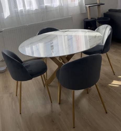 Table ronde effet marbre 4 - table, +