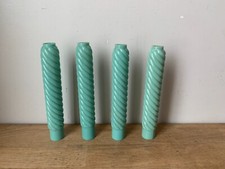 4 anciennes fausses bougies en opaline verte torsadée, lustrerie très ancienne