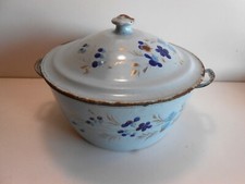 MARMITE VINTAGE DECOR FLORAL RELIEF TOLE EMAILLEE ( no cafetière) / ENAMELED POT