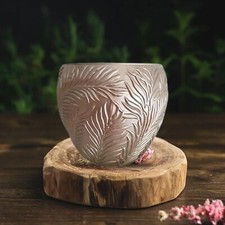 Vase bas d’intérieur  verre gravé à la main Motif feuilles 2 couleurs, 2 tailles