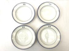 4 assiettes creuses blanche et bleu monogrammé BH