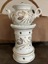 Tisanière Veilleuse Porcelaine De Paris 19 Iéme Siècle Blanc Et Or