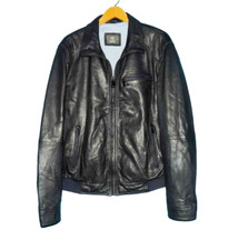 veste BUGATTI en cuir bleu