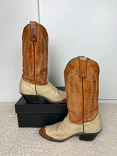 Bottes cowboy homme style western cuir vintage camel et beige taille 42
