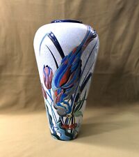 grand vase en émaux de LONGWY signé 37 cm Décor d'oiseaux Série AMANDA Faïence