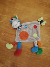 Doudou Simba Toys plat Girafe Vache Poney Zoé Gris Orange Bleu Écharpe Vert