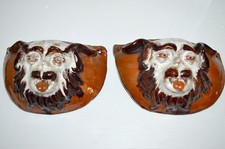 -2 BELLES PLAQUES DECORATIVES ANIMAL GROTTESQUE BARBOTINE TERRE CUITE XIXe