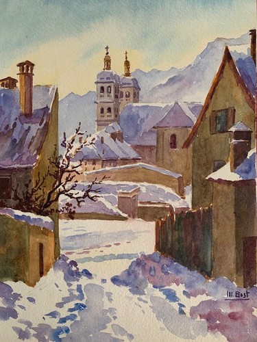 Rare aquarelle peinture - -,