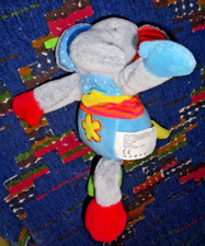 STO2 / DOUDOU PELUCHE MUSICAL ACTION JURONG ELEPHANT GRIS BLEU FLEUR JAUNE  KOM9