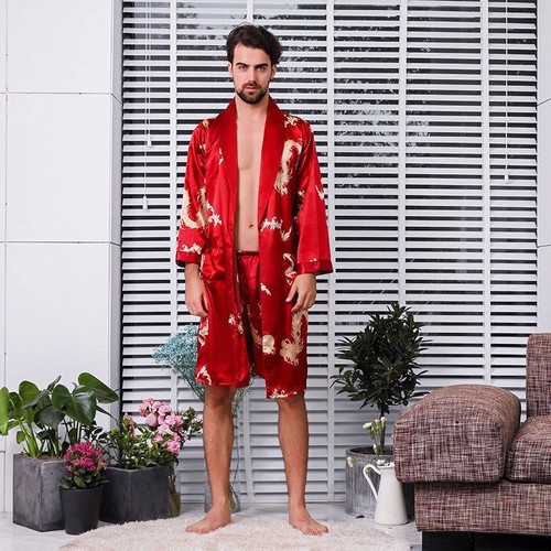 Hommes kimono peignoir satin - peignoir,