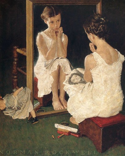 Girl mirror norman - at, by