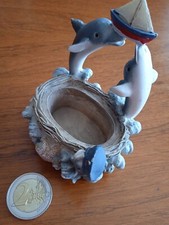 Statuette Figurine 2 Dauphins sur un bassin - résine, Ornementation décor