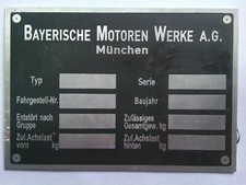 Plaque D'identification BMW