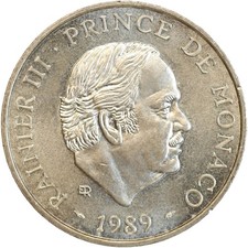 100 Francs Rainier III 40ème Anniversaire de Règne - Monaco Argent