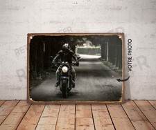 Plaque métal vintage Avec la photo de votre moto Enseigne Garage Décoration Déco