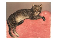 STEINLEN CHAT ALLONGÉ SUR COUSSIN TIRAGE D'UN DESSIN DE 1909 FORMAT A4