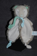 ?Doudou plat renard BABY'NAT BABYNAT BN0382 Frisounours gris vert fourrure ours