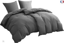 BEDSURE Parure de lit 4 pièces en microfibre anthracite avec fermeture éclair 1