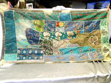 ANCIENNE BRODERIE TAPISSERIE PATCHWORK TENTURE MURALE ETHNIQUE