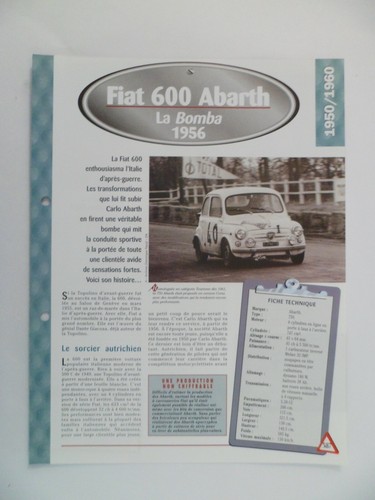 Carte fiche auto - carte, fiat
