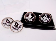 Tête de Mort Et OS Franc-Maçonnerie Carré Boussole Franc-Maçon Badge Boutons