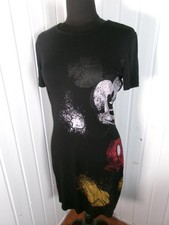 Robe fourreau noir stretch imprimé Mickey Disney Desigual M 38 manches courtes