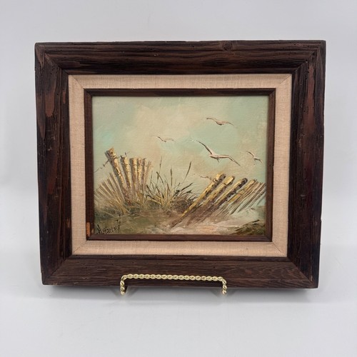 Vintage coastal dune fence oil - vintage,