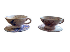 ANCIEN LOT DE 2 GRANDE BOL TASSE  A CAFE VALLAURIS TERRE CUITE PETIT DÉJEUNER 