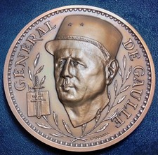 Médaille bronze Charles de Gaulle 40è anniversaire de la victoire ! 1985 Mauviel