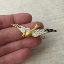 Broche vintage oiseau emaillé - broche,