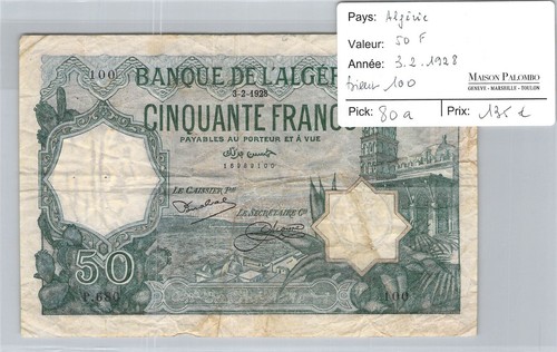 Billet algerie francs - algerie,