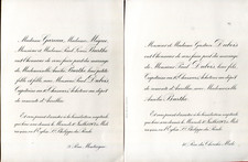2 faire-part Mariage Mr. Paul Dubois avec Mlle Amélie Burthe . Paris 1907