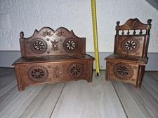 1 CHAISE COFFRE + 1 BANC COFFRE   mobilier de poupée ancien style Breton