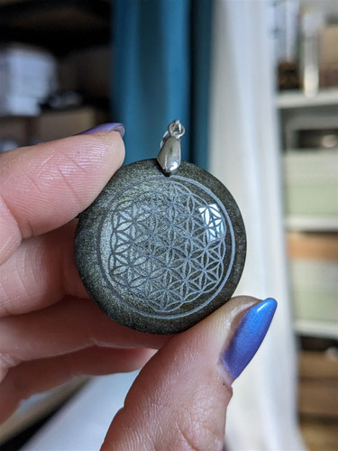 Collier obsidienne dorée - en,