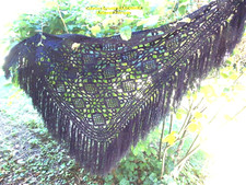 CHALE ETOLE CROCHET FAIT MAIN EN FRANCE CREATION S  RAISONNIER BELLE NOIR***