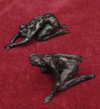 rare magnifique 2 bronze patiné femme nue style E degas signé & n°  P LAROCHE