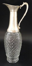 Ancienne aiguière verseuse en verre et métal argenté 31 cm (4)
