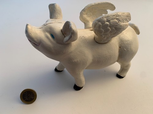 Tirelire fonte cochon ailé - en,