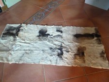 tapis souple rectangulaire  fourrure beige marron vintage unique doux patchwork