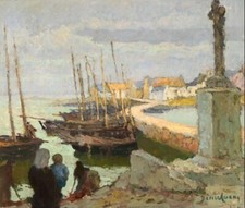 Superbe tableau peinture Louis Marie DESIRE LUCAS peintre breton Bretagne