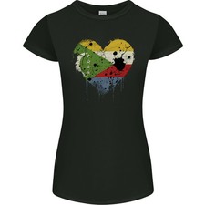 T-Shirt Femme Coupe Petite Drapeau Des Comores Jour Comorien Football
