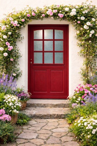 Porte entrée bois - d'entrée, vitrée