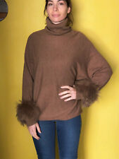 pull col roulé cachemire camel + fourrure HÔTEL PARTICULIER taille S  neuf