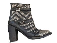 Superbe Boots Cuir Noir Clous Argent Mexicana 37 Tbe Authentique 