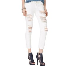 Guess Womens 29 White Ripped