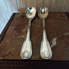 Couvert de Service à Salades Orfèvrerie Argental Filet/Coquille en Métal Argenté