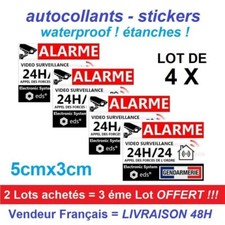 Lot 4x Autocollant étanche 5cm x 3cm alarme sécurité waterproof Resistant 2025