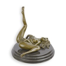 STATUE MODERNE SCULPTURE BRONZE EROTIQUE FEMME NUE INCLINEE