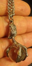 PEWTER CLAW CRYSTAL BALL PENDENT- BIKER- HEAVY METAL- GOTH- PUNK