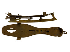 ANCIENNE PAIRE DE PATIN A GLACE PATINAGE RÉGLABLE PAS SKI BOIS